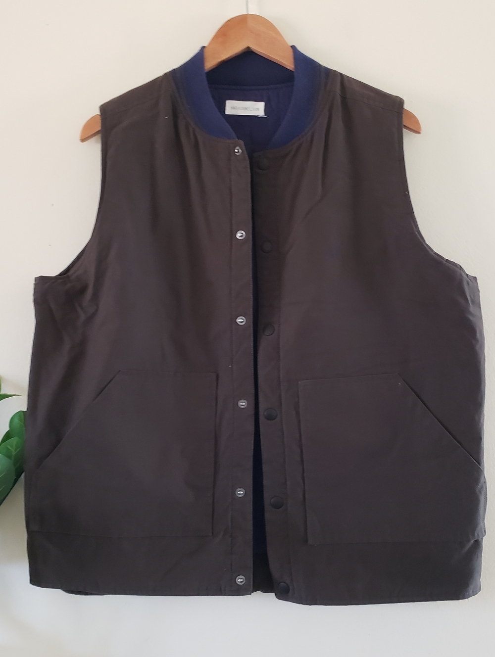 Harriswilson Cotton Blend Mens Snap Front Lined Vest - L